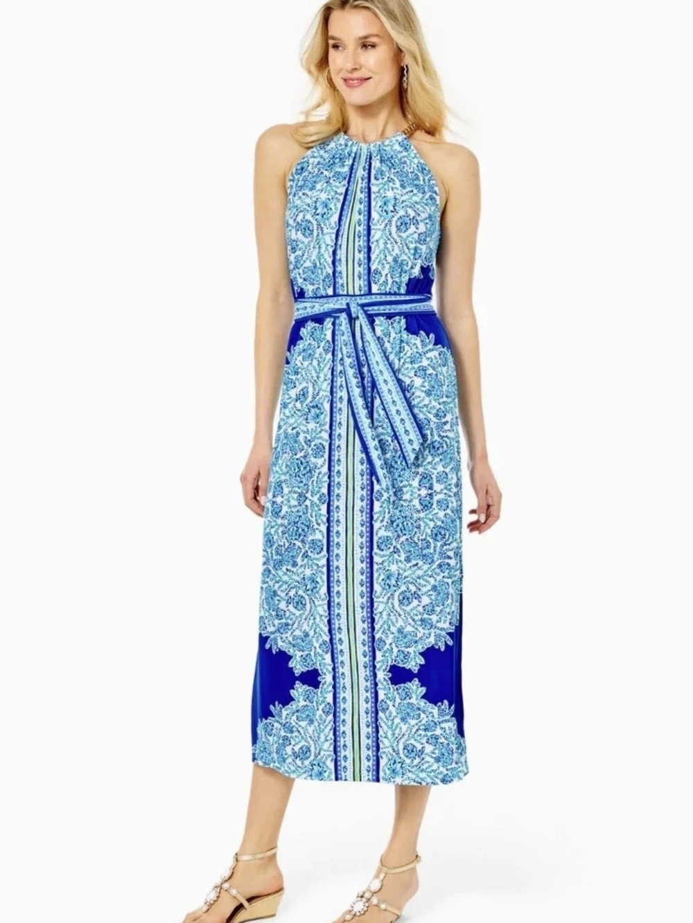 Lilly Pulitzer Bingham Halter Midi Dress in the "Shell Me You Love Me"